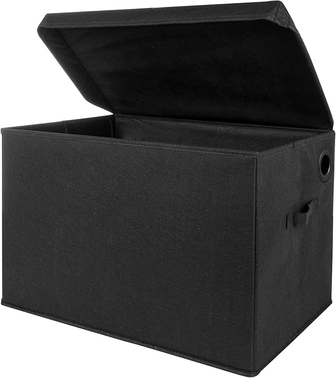 Sammy & Lou Collapsible Felt Soft Toy Box Toy Chest for Toddlers Toy Storage Organizer with Handles and Hinged Lid, 22 x 14.5 x 15 inches, Black