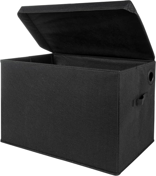 Sammy & Lou Collapsible Felt Soft Toy Box Toy Chest for Toddlers Toy Storage Organizer with Handles and Hinged Lid, 22 x 14.5 x 15 inches, Black