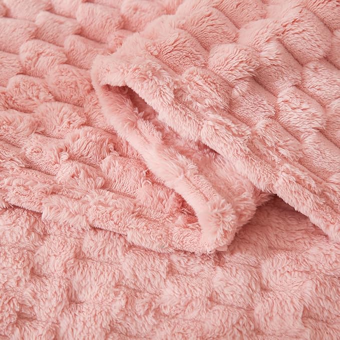 HOMRITAR Baby Blanket for Girls Fleece Fluffy Fuzzy Blanket for Toddler Bed 3D Imitation Turtle Shell Jacquard Bed Blankets, Soft Cozy Warm Receiving Blanket (30 x 40 Inch, Pink)