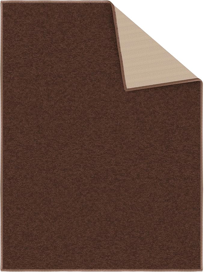 Machine Washable Modern Solid Design Non-Slip Rubberback 2x3 Traditional Area Rug for Entryway, Bedroom, Kitchen, Bathroom, 2'3" x 3', Brown