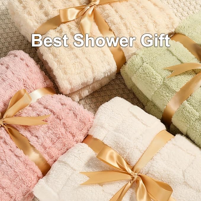 Sherpa Baby Blanket for Girls Toddlers Fleece Fluffy Fuzzy Blanket for Baby,Soft Warm Cozy Fleece Blanket,Receiving Blanket for Infant Newborn (Beige, 30 * 40, Waffle)