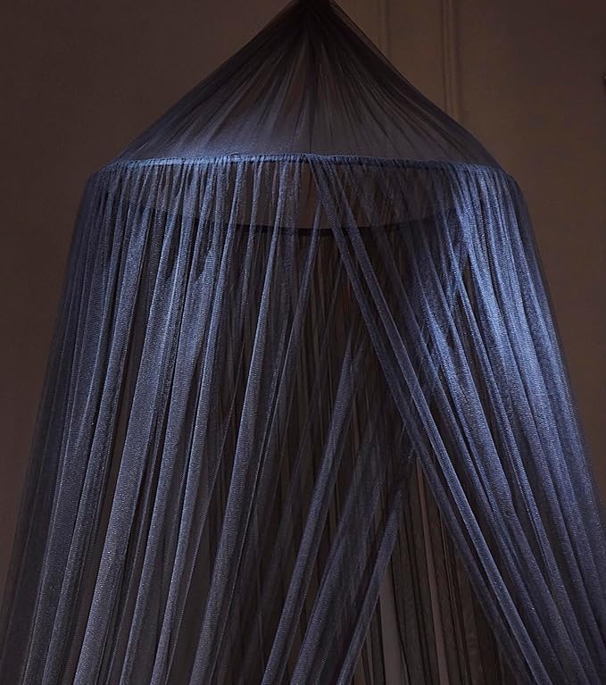 Mengersi Bed Canopy with Lights,Princess Bed Canopy Canopy Bed Curtains for Girls Room,Mosquito Netting Canopy Reading Corners Room Decor for Girls (Black)