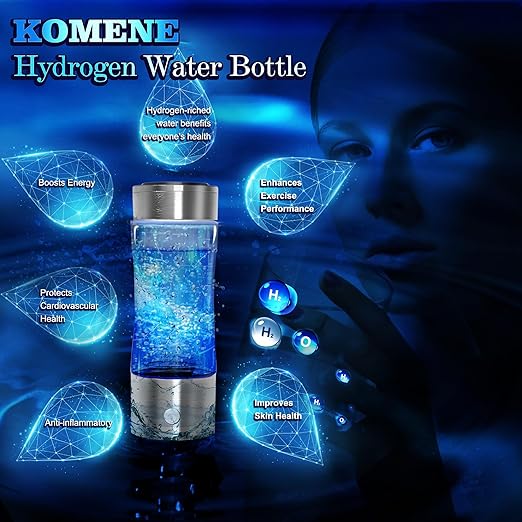 Komene Hydrogen Water Bottle with PEM SPE Technology, PEM Electrolysis Hydrogen Generator LED Display, Hydrogen Water Ionizer Machine for Home Office Travel, Best Gifts for Men and Women