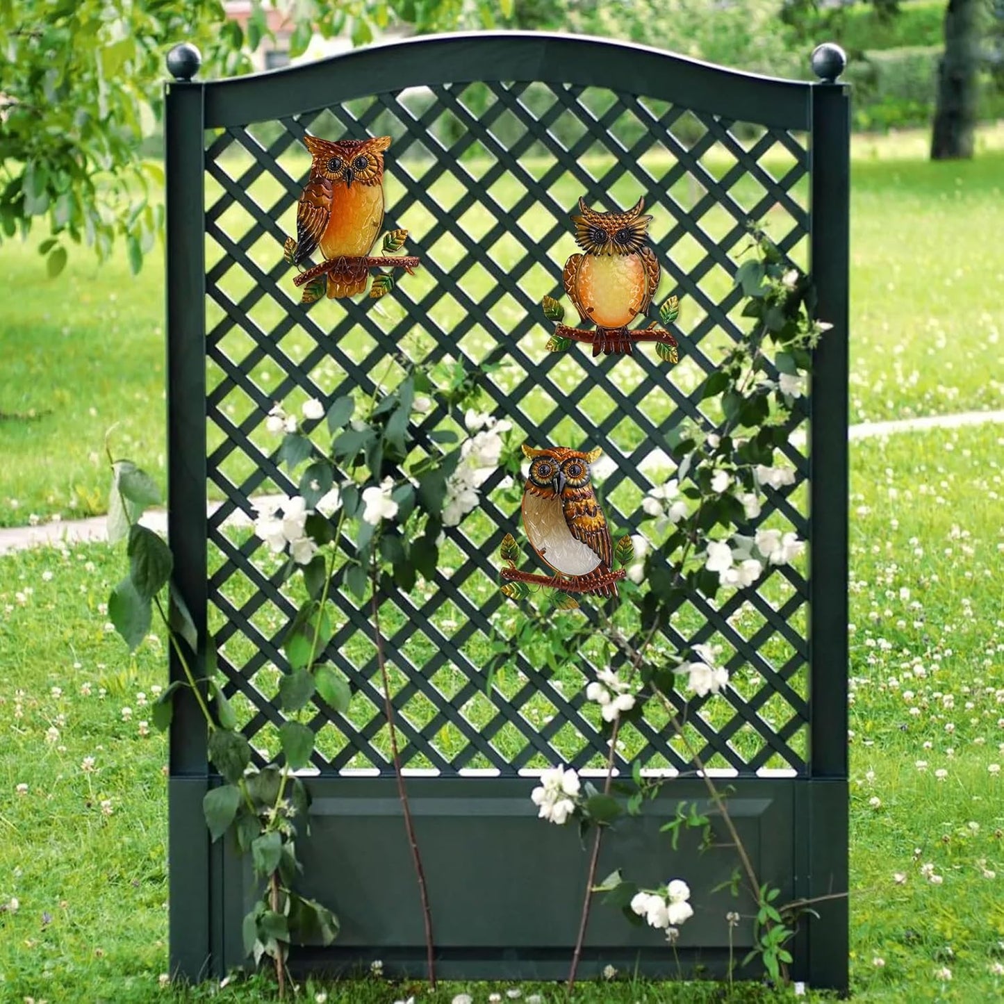 J-Fly Owl Decorative Metal Wall Art Owl Outdoor Decorative Metal Bird Wall Art Exquisite Owl Decorations For Garden Patio Porch Bedroom Kitchen Owl Lover Gift 9 Inch Set Of 3