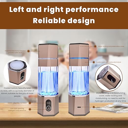 Portablely Hydrogen Generator Water Bottle,Drinking Hydrogen Water Generator, Hydrogen Rich water Generator bottle for Outdoor Sports（champagne, zbfC1champagne