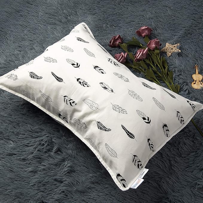 ALVABABY Toddler Pillowcases Fits 13 x 18,12x 16 Kids Pillow 2 Pack Cotton Baby Pillow Cover Envelope Kids Pillowcases for Boys Girls Feathers 2FTP04
