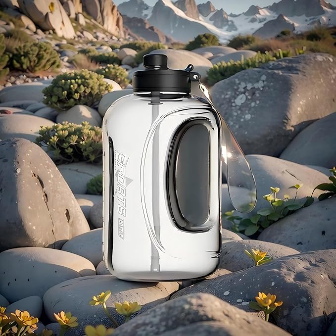 Liquid Sports Water Bottle with Strap and Handle for Running Cycling Hiking Swimming Beach Camping Gym Fitness Yoga Weightlifting, Black, FD9E336