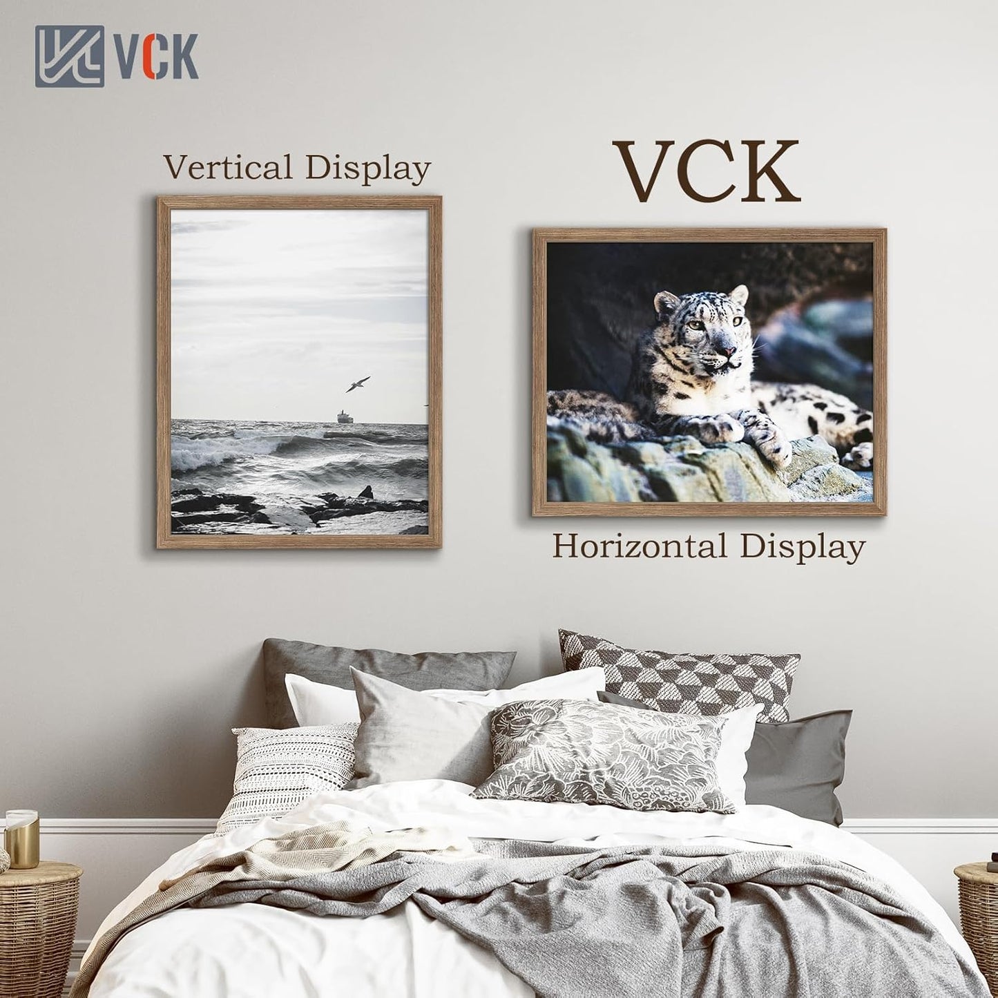 VCK 24x30 Poster Frame 3 Pack, Brown Walnut Wood Picture Frame, Exclusive Wood Grain, Wall Mounting Hanging