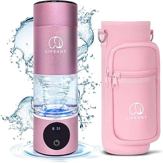 Hydrogen Water Bottle Generator–5000PPB Hydrogen Water Machine–Hydrogen Bottle Water with Adjustable Speed – Food-Grade Water Ionizer–Pink Pro