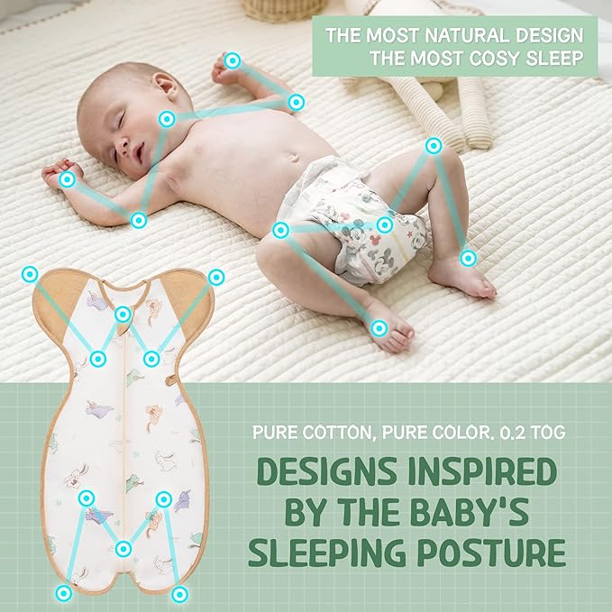 Swaddle, Cool Air mesh, Help Baby Safely Transition from Being swaddled Sleeves Open Free Before Rolling Over, Sleeping Bag Wearable Blanket (Large 6-12 Months | 19-26lbs | Rabbit)