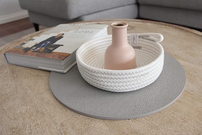 Small Basket Set - 2PC WASHABLE Small Storage Basket 100% Cotton Small Rope Basket 7.5" Small Woven Basket for Key Basket, Mini Basket, Kitchen Basket, Remote Basket (White, Small)