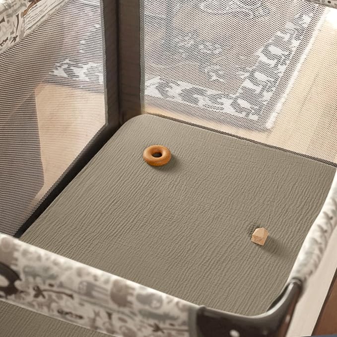 Mini Crib Sheets Muslin: Pack and Play Sheets for Boys and Girls - Cotton Fitted Crib Sheet for Pack N Play Mattress and Playard 2Pack 24"x38"