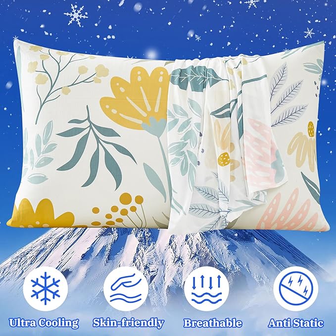Cooling Pillow Cases for Hot Sleepers - Double Side Arc-Chill Q-Max>0.5 Cooling Fiber Cool Pillow Cases 2 Pack - Breathable Soft Cold Pillow Cases with Hidden Zipper (20" x 26")