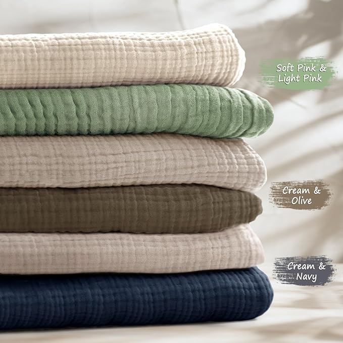 Baby Muslin Crib Sheets - Toddler Cotton Fitted Crib Sheets Neutral for Boys and Girls 2Pack