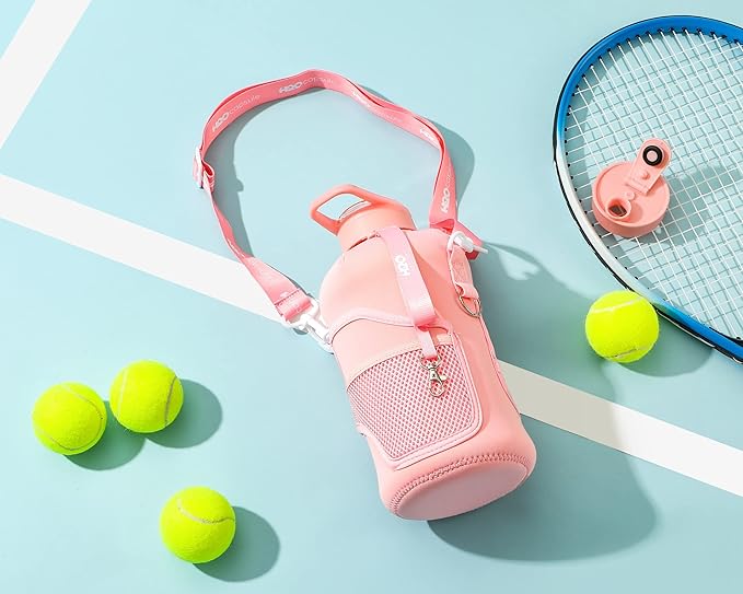 H2O Capsule 2.2L Half Gallon Water Bottle with Storage Sleeve and Removable Straw – BPA Free Large Reusable Drink Container with Handle - Big Sports Jug, 2.2 Liter (74 Ounce), Rose Quartz