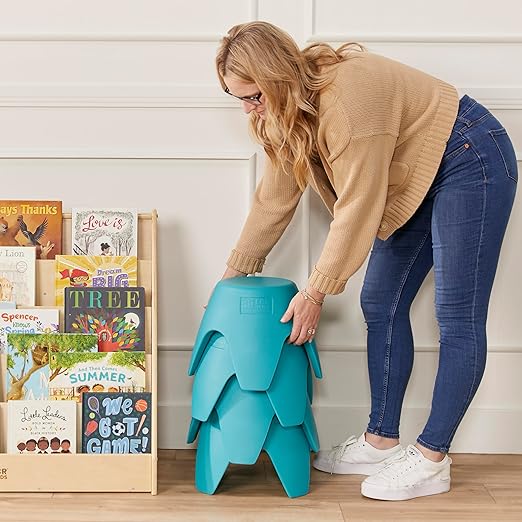 ECR4Kids Ayana Stool Set, Flexible Seating, Turquoise, 4-Pack