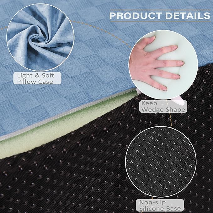 Body Wedge Pillow for Side Sleeping, Body Position Side Wedge Pillow, Back Positioning Elevation Pillow, Back Wedge Pillow for Side Sleepers, Wedge Pillows for After Surgery, Back Pain, Pregnancy