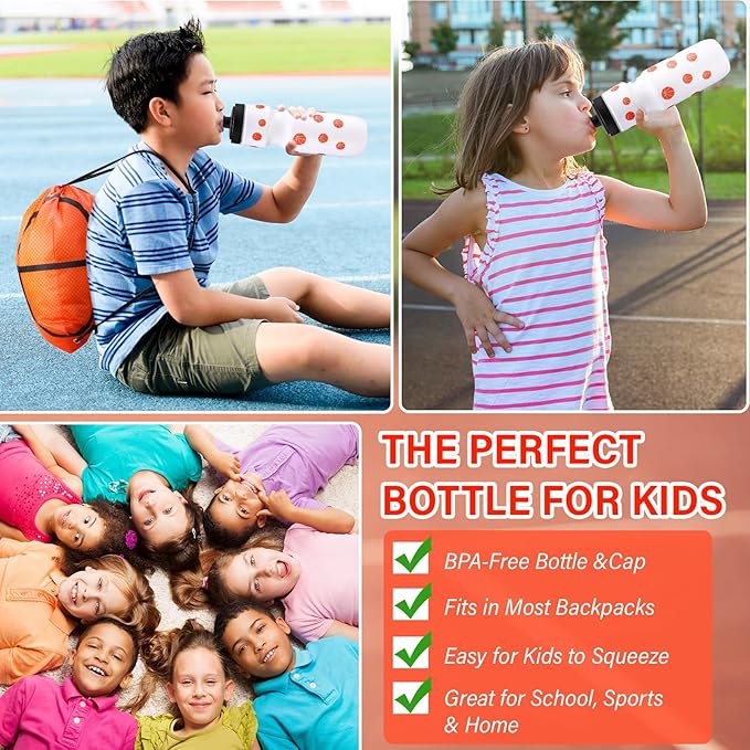 Talltalk 4 Pcs Basketball Party Favors 24 oz Basketball Water Bottle Gift for Basketball Team with Drawstring Bag Basketball Tumbler Cup Sports Themed Accessories for Event Gift Supplies