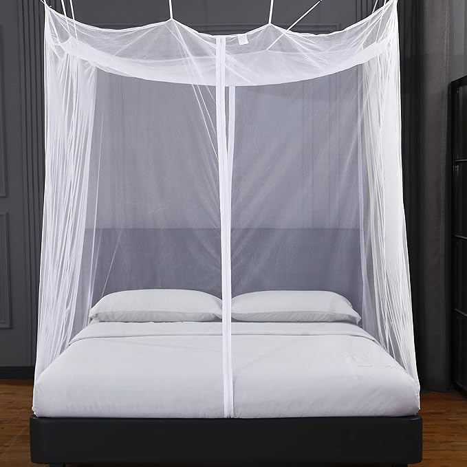 Mengersi Mosquito Net for Bed Canopy with Zipper,Canopy Bed Curtains Twin,Twin XL Bed,Mosquito Netting for Patio,Camping,Bug Net for Camping,White