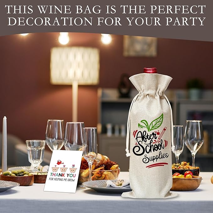 Dskly Teacher Gifts Wine Bag & Card, Teacher Appreciation Wine Bag Gifts For Women Teacher Coworkers, Teacher Gifts From Student, Wine Bag For Teachers Day Graduation Thanksgiving Christmas Party -40