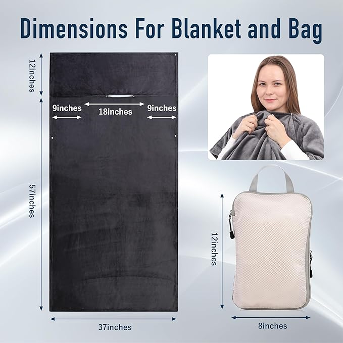 SMART TRAVEL Travel Products Travel Blanket Airplane Compact-Bag Settravelblanket Travel Blanket Airplane Compact with Bag Travel Essentials for Airplane Long Flight Essential for Women, Men, Kids