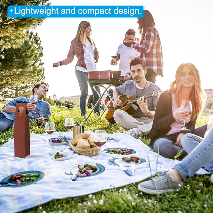 PATIKIL Wine Gift Bag, 2 Pack Wine Bag Reusable Leather Wine Tote Carrier for Wine Bottles Portable Champagne Gift Bags for Picnic Party Wedding, Coffee