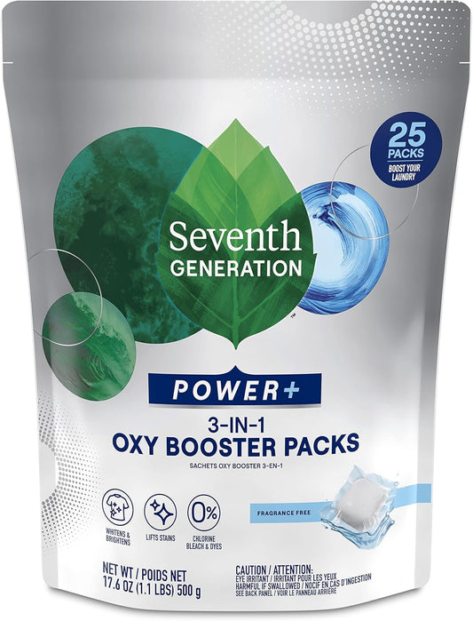 Seventh Generation Oxy Booster Stain Remover Packs Fragrance Free Power+ Stain Remover For Clothes 25 Count