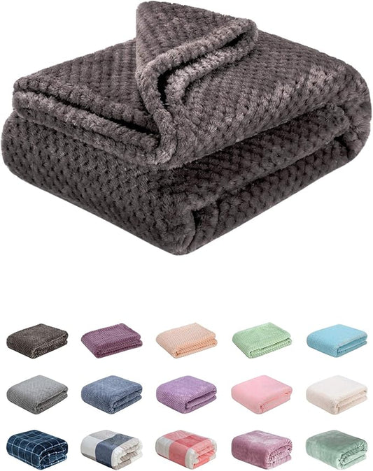 Fuzzy Throw Blanket, Plush Fleece Blankets for adults, Toddler, boys and Girls, Warm Soft Blankets and Throws for Bed, Couch, Sofa, Travel and Outdoor, Camping (40Wx60L, M-Eagle Grey)