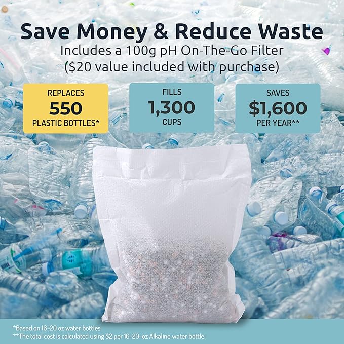 Invigorated Water pH Vitality Alkaline Water Filter Pitcher for Drinking Water, Stainless Steel, 1.9L, White