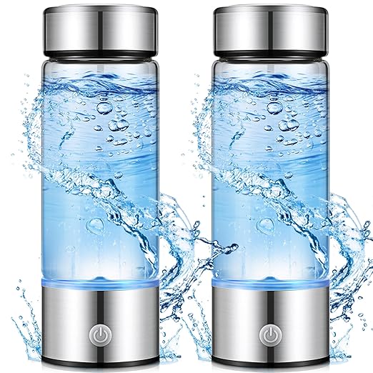 Honeydak 2 Pcs Hydrogen Water Bottle Portable Rechargeable Hydrogen Water Machine Generator Hydrogen Water Ionizer Machine Hydrogen Water Generator for Home Office Travel (Silver)