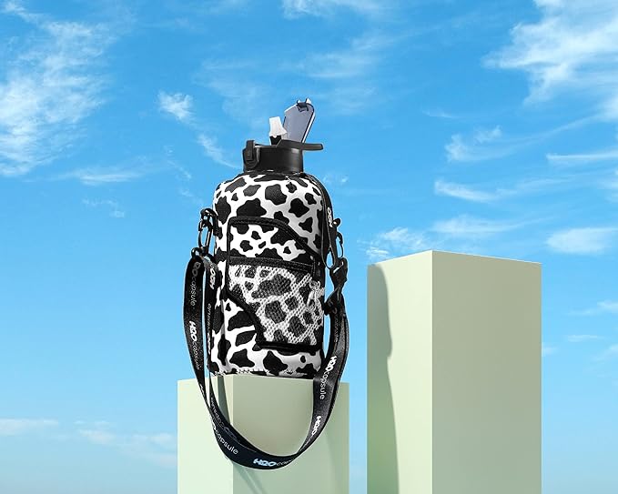 H2O Capsule 2.2L Half Gallon Water Bottle with Storage Sleeve and Removable Straw – BPA Free Large Reusable Drink Container with Handle - Big Sports Jug, 2.2 Liter (74 Ounce), Cowbell