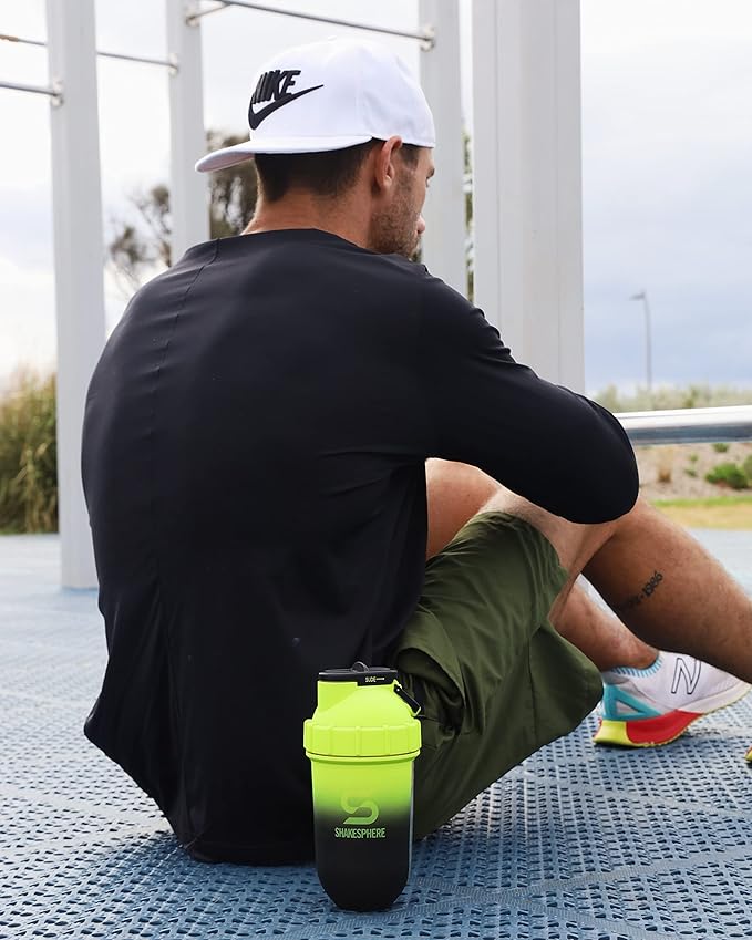 SHAKESPHERE Tumbler Cooler Shaker - Protein Shaker Bottle and Smoothie Cup, 24 oz - Bladeless Blender Cup Purees Raw Fruit with No Blending Ball – Powder Mixer for Pre Workout Gym (Ombre Yellow)