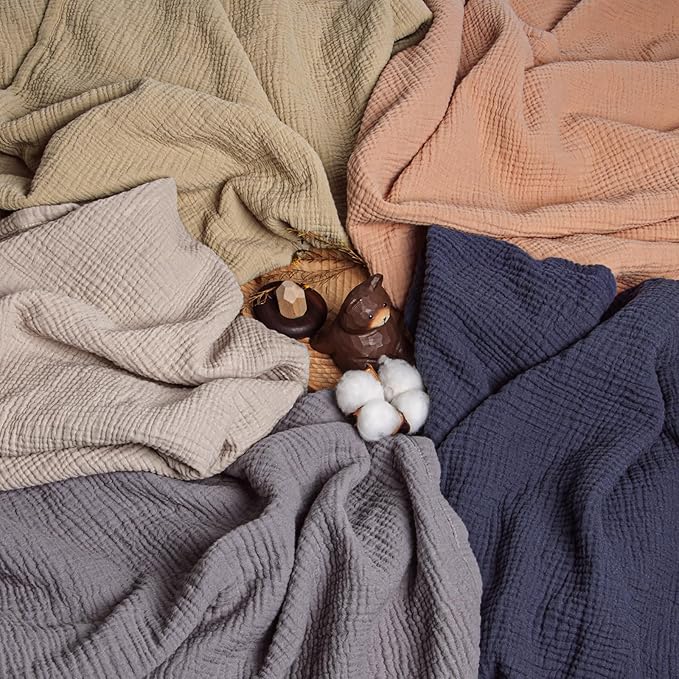 Lulu moon Muslin Quilt Blanket, Crib Blanket for Baby and Toddler,47x47 Inches(Ivory)