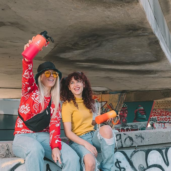 Farsea Insulated Water Bottle With Paracord Handle, Protective Boot and 2 Lids (Straw Lid & Spout Lid), Stainless Steel Water Bottle Wide Mouth, Double Wall Sweat-Proof BPA-Free, 32 oz