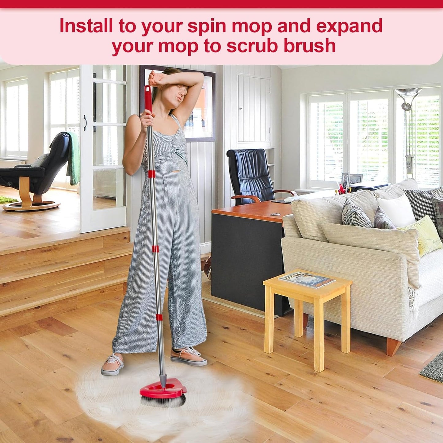 Scrub Brush Head Replacement Compatible with O Cedar EasyWring Spin Mop 1-Tank System, Floor Scrubber Head, Shower Scrub Brush with Hard Bristles for Cleaning & Scrubbing