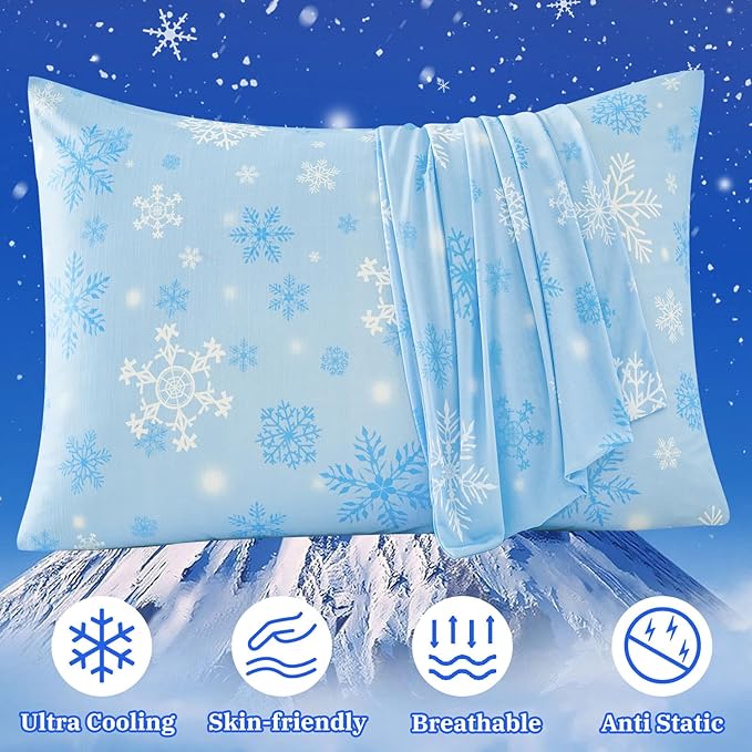 Cooling Pillow Cases for Hot Sleepers - Double Side Arc-Chill Q-Max>0.5 Cooling Fiber Cool Pillow Cases 2 Pack - Breathable Soft Cold Pillow Cases with Hidden Zipper (20" x 26")
