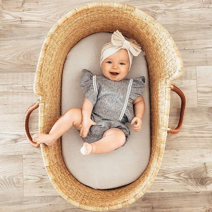 Stretchy Ultra Soft Fitted Bassinet Sheet Set 2 Pack, Universal Cradle Sheet Set for Rectangle, Oval, or Hourglass Bassinet Pad/Mattress, Blue Rose for Girls and Boys