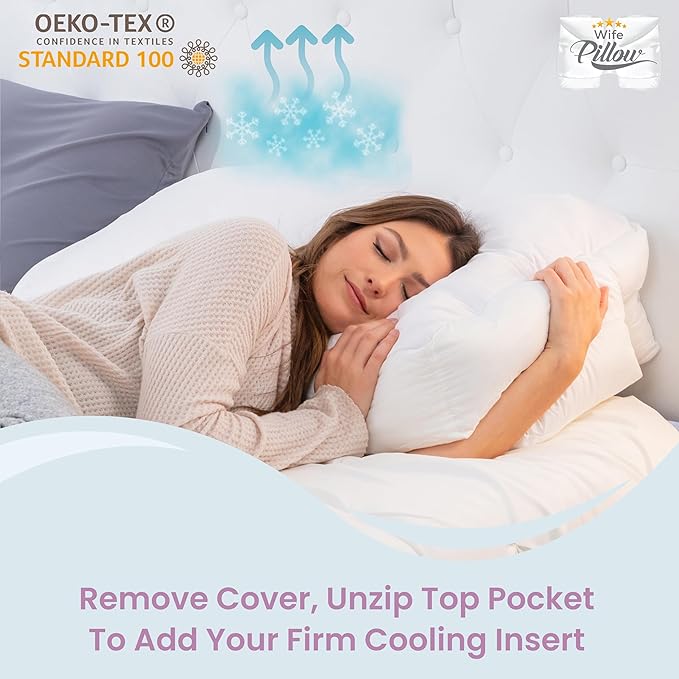 Insert Topper, Firm Cooling Gel / 80D Memory Foam for Sleeping That Stays Cold. Thin for Stomach Sleeper. Ergonomic, Orthopedic Neck U Shaped Cutout. Firm High-Density Layer Support