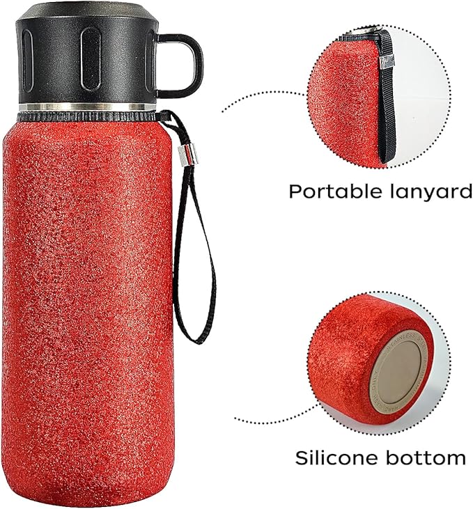 Insulated Stainless Steel Water Bottle, 27oz/800ml Sports Water bottles with Double Walled and Vacuum Insulated Metal for Travel, School, and Gym (Red)