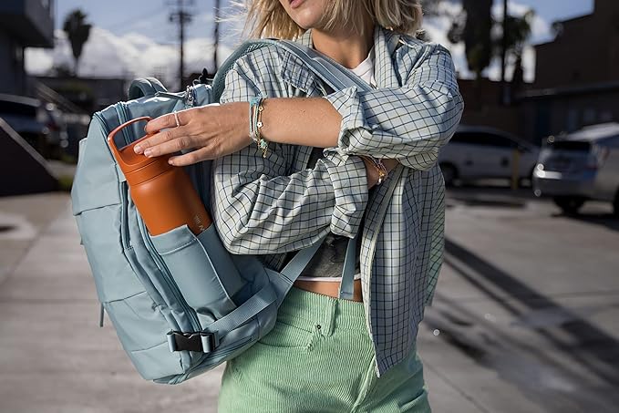 LifeStraw Go Series – Insulated Stainless Steel Water Filter Bottle for Travel and Everyday use removes Bacteria, parasites and microplastics, Improves Taste, 24oz Kyoto Orange