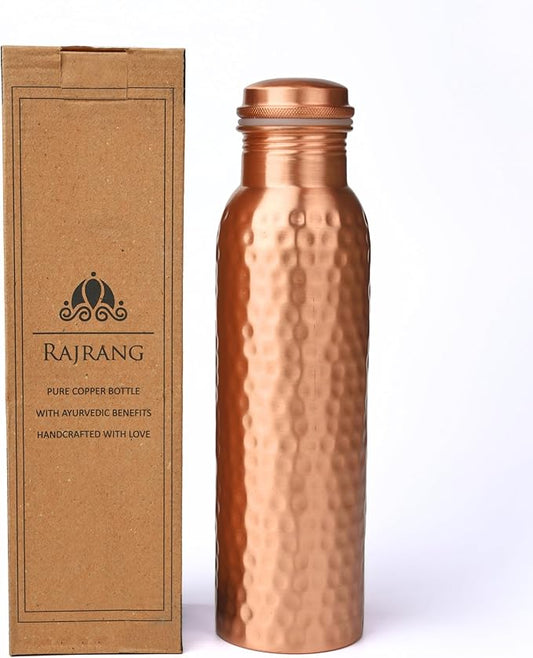 RAJRANG Hammered Copper Water Bottle 34 oz Ayurveda Health Vessel Leak Proof Design Pitcher for Sport Fitness Yoga 1000 ml