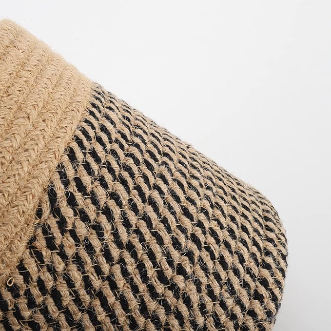 Hanging Basket(2Piece) Wall Woven Cotton Rope Storage Basket with Leather Decorative Baskets Organizer for Kitchen Office Bedroom,Plants,Towels, Toys