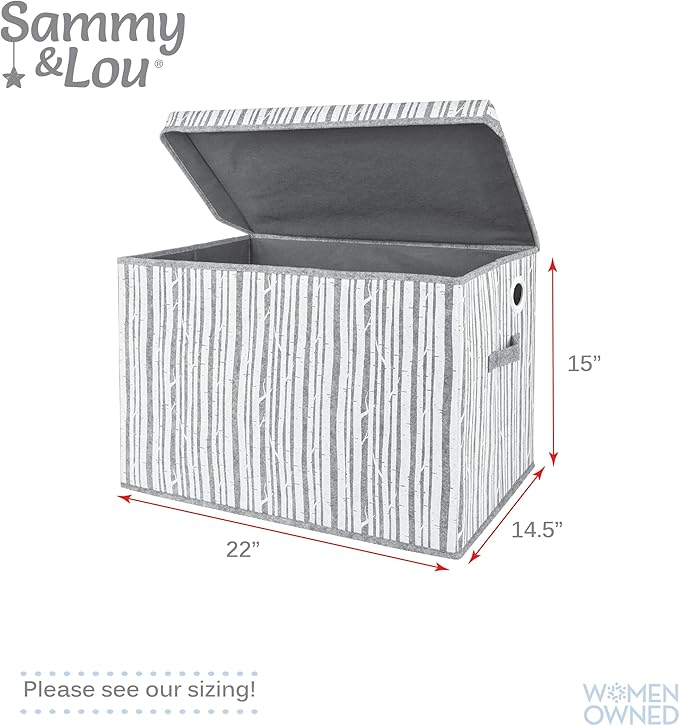 Sammy & Lou Collapsible Felt Soft Toy Box Toy Chest for Toddlers Toy Storage Organizer with Handles and Hinged Lid, 22 x 14.5 x 15 inches, Birch