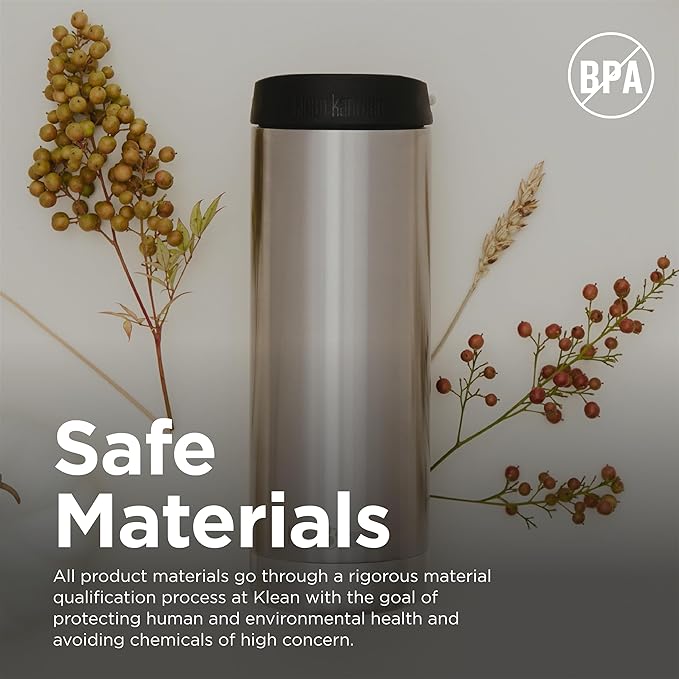 Klean Kanteen TKWide Insulated Coffee Tumbler with Café Cap - Stainless Steel Coffee Tumbler - 16 Oz, Brushed Stainless