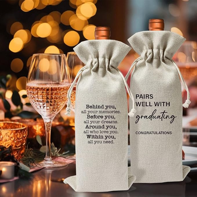 Funny Graduation Gift Wine Bag for Students Friends Masters Nurses College High Student, Inspirational Graduation Gifts for Daughter Son Wine Gift Bag, Wine Champagne Gift Bag With Drawstring