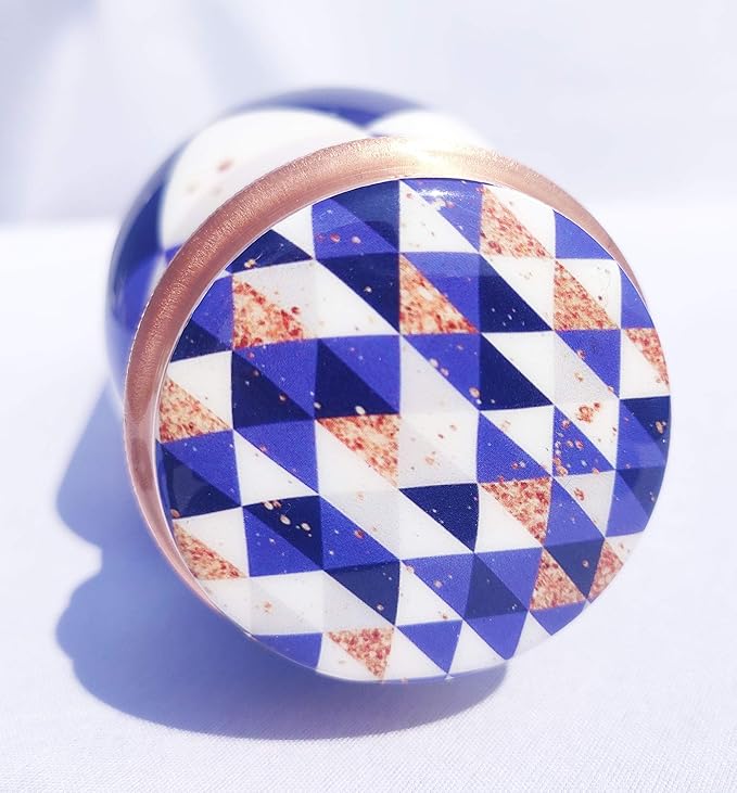 Pure Printed Copper Water Bottle - Leak Proof Ayurvedic Drinkware Copper Vessel for Sports, Gym, Outdoors, Yoga, Health Benefits (30 oz)