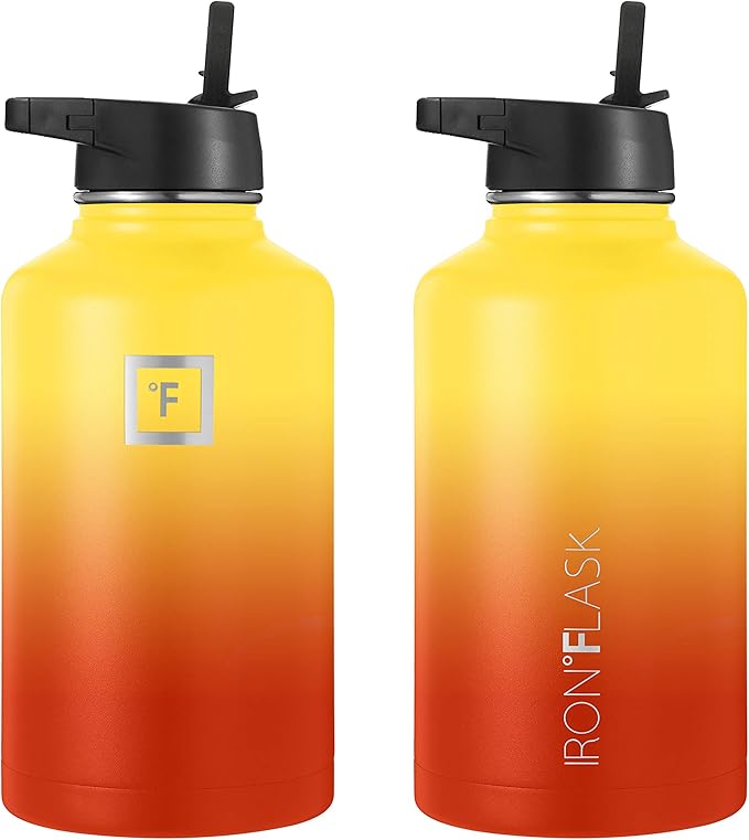 Iron Flask Sports Water Bottle - 64 Oz, 3 Lids (Straw Lid), Leak Proof, Vacuum Insulated Stainless Steel, Double Walled, Thermo Mug, Metal Canteen