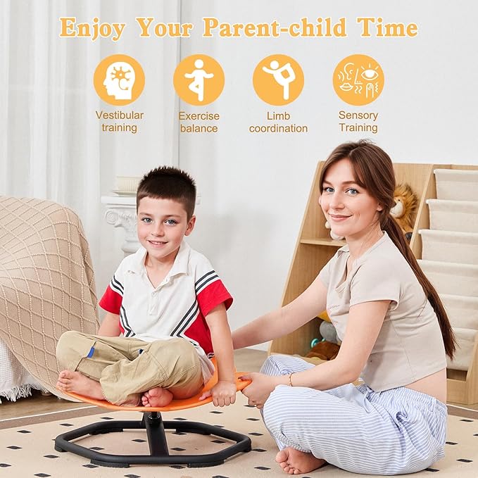 Spinning Chair for Autistic Kids Sit and Spin Chair for Kids Swivel Sensory Chair Elephant Spinning Seat Autism Sensory Chair Items for Sensory Room Training Balance Body Coordination
