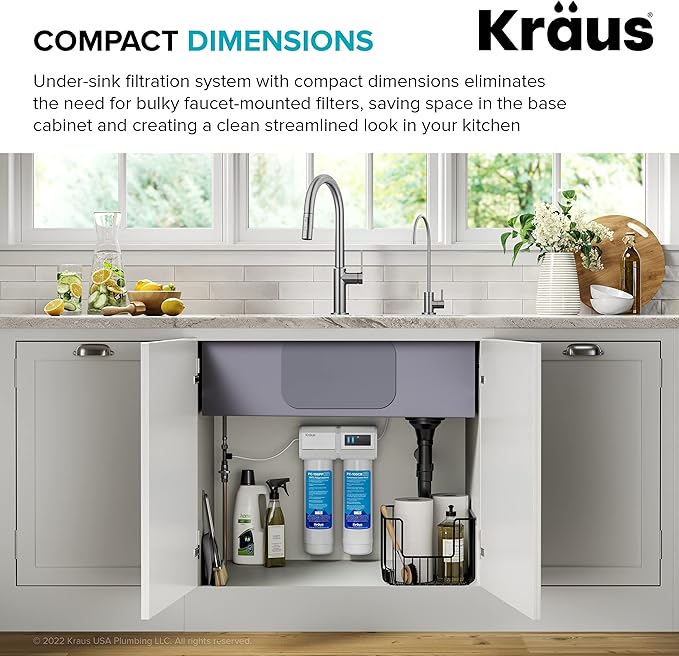 KRAUS Purita 2-Stage Under-Sink Filtration System with Single Handle Drinking Water Filter Faucet in Matte Black, FS-1000-FF-104MB