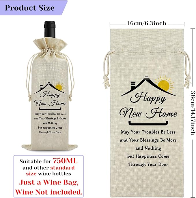 Housewarming Gifts Wine Gift Bags New Home House Homeowner Gift Realtor Gift to Clients House Warming Party Decorations Reusable Burlap Wine Wrapping Bags First Time House Warming Gift for Women